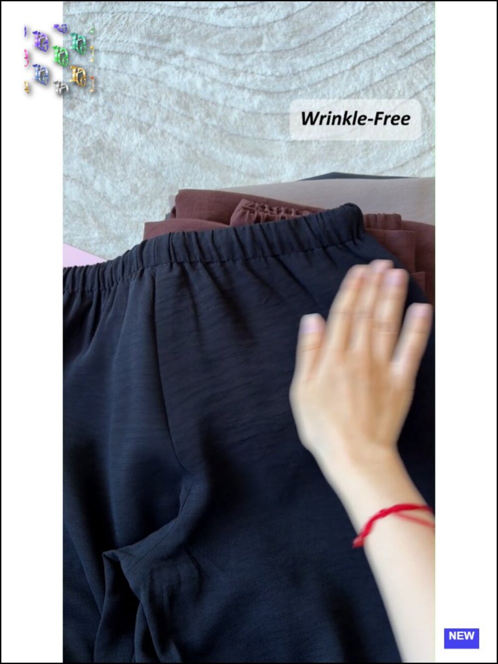 Wrinkle-Free Wide Leg Palazzo Pants High Rise Drawstring Elastic Waist with - Picture 6 of 6